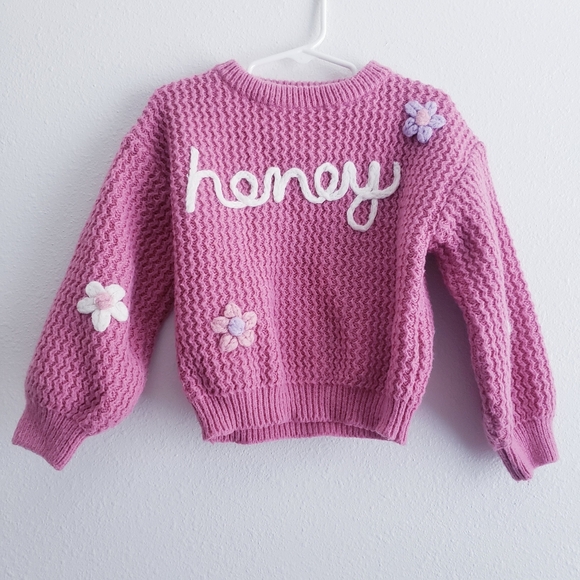 SHEIN Other - Honey Chunky Knit Long Sleeve Flower Pullover Sweater